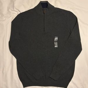 Club Room Long Sleeve 1/4 Zip Pullover Sweater Large Gray